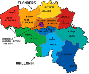 Harta cu regiunile din Belgia